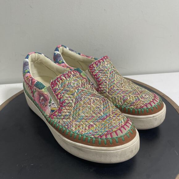 Johnny Was Shoes Womens Size 9 Medium Patchwork Slip-On Platform Floral Boho - Picture 2 of 13
